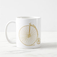 Simple Gold Old Fashioned Unicycle Line Drawing