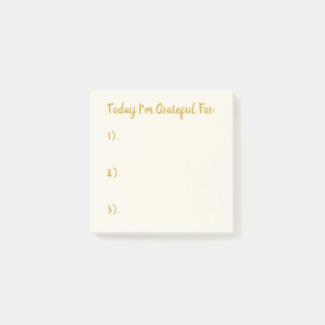 Simple Gold On Light Beige Gratitude Post-it Notes (Front)