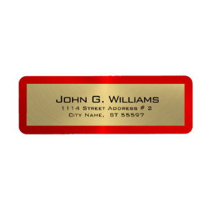 Simple gold on red label return address label