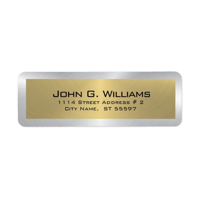 Simple gold on silver-grey label return address label (Front)