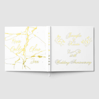 Simple Gold on White 50th Wedding Anniversary | Guest Book
