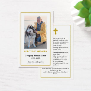 Simple Gold Photo Sympathy Funeral Card