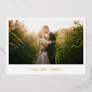 Simple Gold Photo Wedding Thank You Card