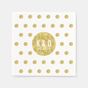 Simple Gold Polka Dots Modern Wedding Napkin