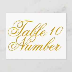 Simple Gold Print Table Number Postcard