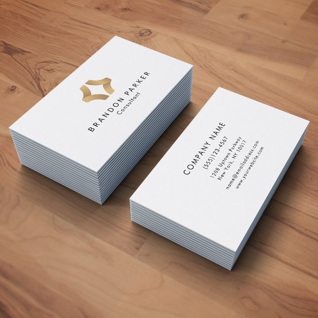 Simple Gold Professional Logo Entrepreneur Business Card (Creator Uploaded)