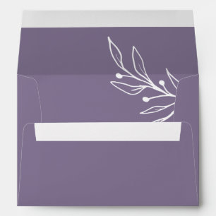 Simple gold return address mauve wedding envelope