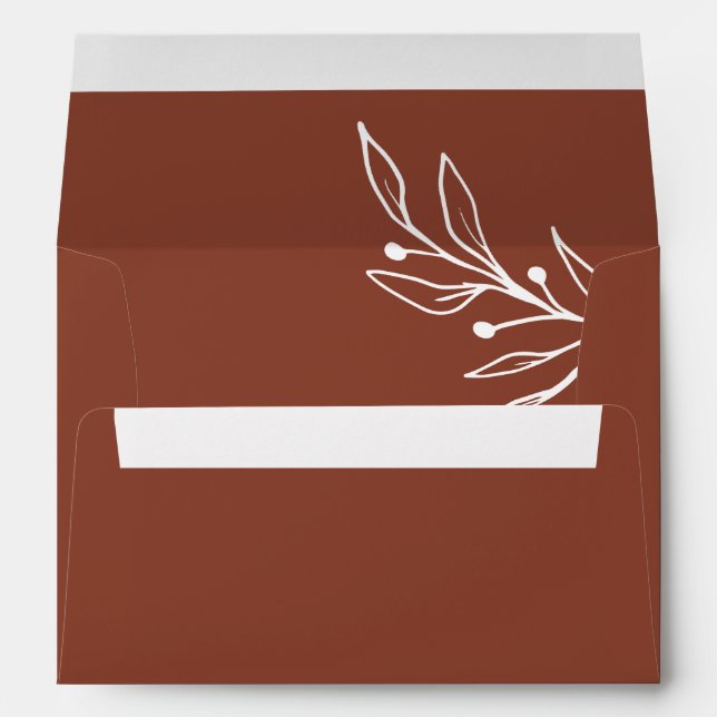 Simple gold return address terracotta wedding envelope (Back (Bottom))