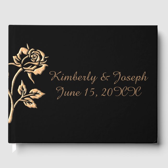 Simple Gold Rose Guest Book (Front)