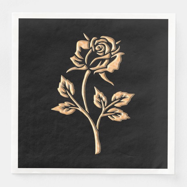 Simple Gold Rose Napkin (Front)