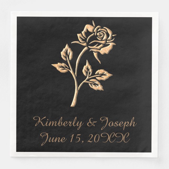 Simple Gold Rose Napkin (Front)
