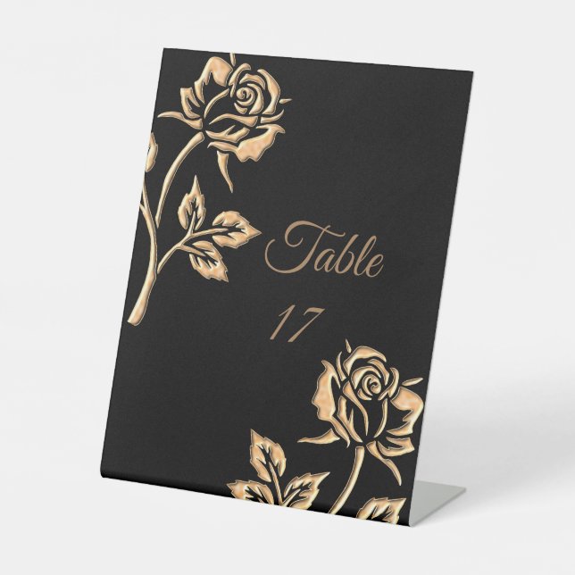 Simple Gold Rose Pedestal Sign (Front)