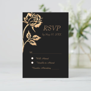 Simple Gold Rose RSVP Card