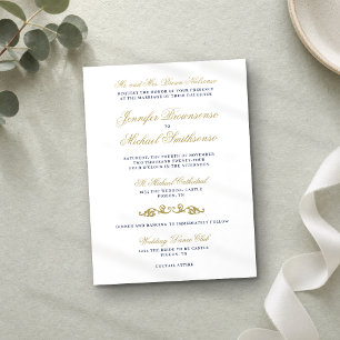 Simple Gold Sage Green Signature Font Wedding Invitation