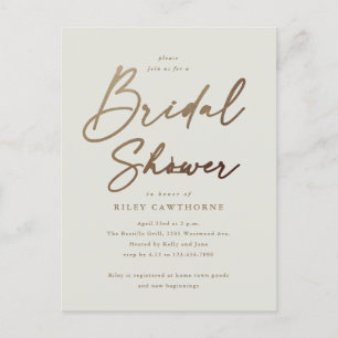 Simple Gold Script Bridal Shower Postcard