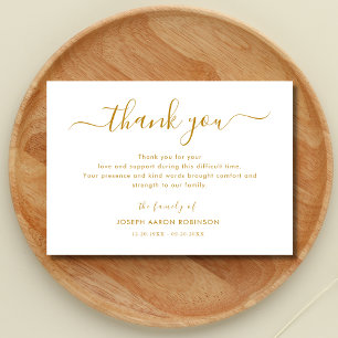 Simple Gold Script Funeral Thank You Note
