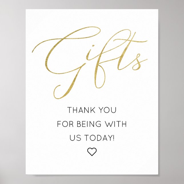 Simple Gold Script Gift Table Sign (Front)