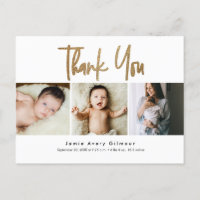 Simple Gold Script photo collage baby thank you