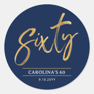 Simple Gold Sixty 60th Birthday Party Classic Round Sticker