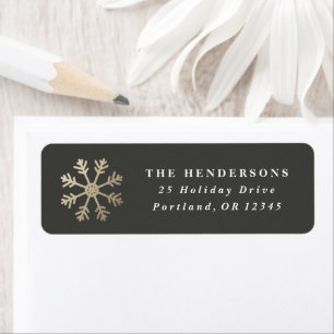 Simple Gold Snowflake Christmas Return Address Return Address Label