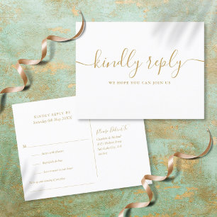 Simple Gold Song Request RSVP Invitation Postcard