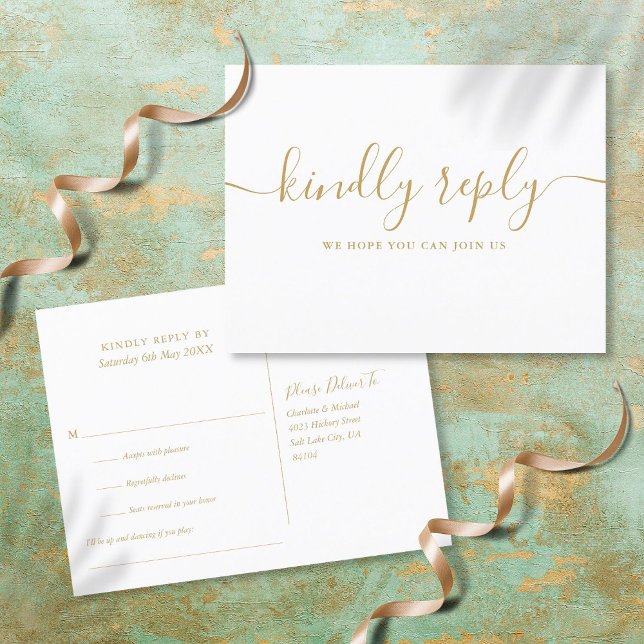 Simple Gold Song Request RSVP Invitation Postcard (Creator Uploaded)