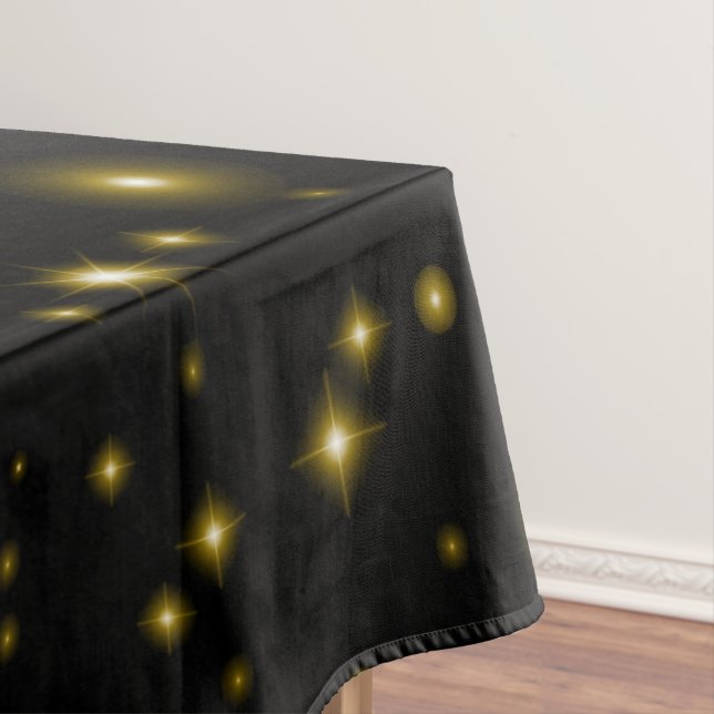 Simple Gold Sparkles on Black Tablecloth (In Situ)