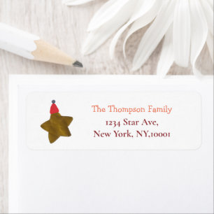 simple Gold Star Christmas return address Label