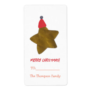Simple Gold Star with hat Christmas gift