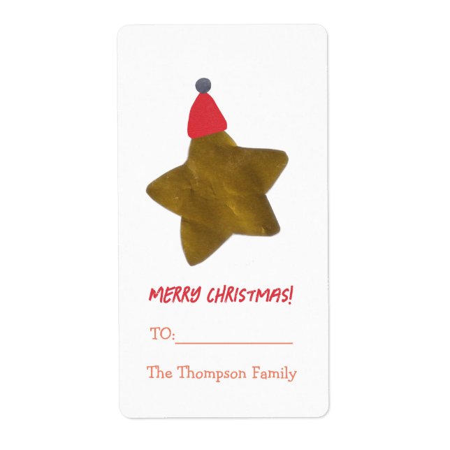 Simple Gold Star with hat Christmas gift (Front)