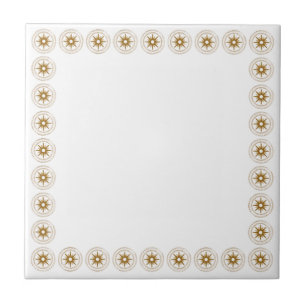 Simple Gold Starburst Medallion Frame Ceramic Tile
