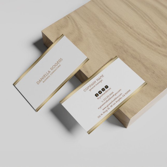 Simple gold stripe accent on white business card (Creator Uploaded)