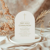 Simple Gold Text Cross First Holy Communion