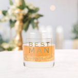 Simple Gold Text Name Date Best Man Gift Whiskey Glass<br><div class="desc">Simple Gold Text Name Date Best Man Gift. A great keepsake for your bestman with bold typography and the wedding date within a line border on the front and easily personalise with his name on the other side.</div>