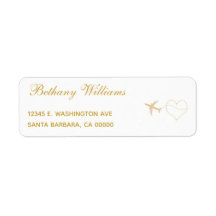 Simple Gold Travel Aeroplane Return Address Label