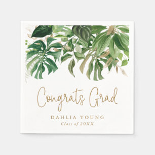 Simple Gold Tropical Modern Graduation Napkin