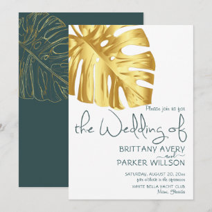Simple Gold Tropical Wedding Invitation