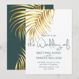 Simple Gold Tropical Wedding Invitation