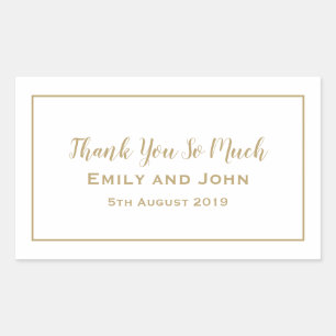 Simple Gold Typography and Frame Wedding Favour Rectangular Sticker