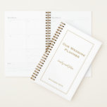 Simple Gold typography and frame Wedding Planner<br><div class="desc">Planning a wedding can be a mammouth task,  and this handy planner will keep everything on track for you! To coordinate with the Minimalist Gold wedding stationery range,  you can easily personalise the text on the front cover and also change the background and text colours if you so wish.</div>