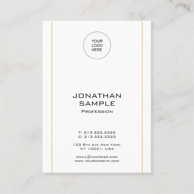 Simple Gold Vertical Template Modern Professional Business Card (Front)