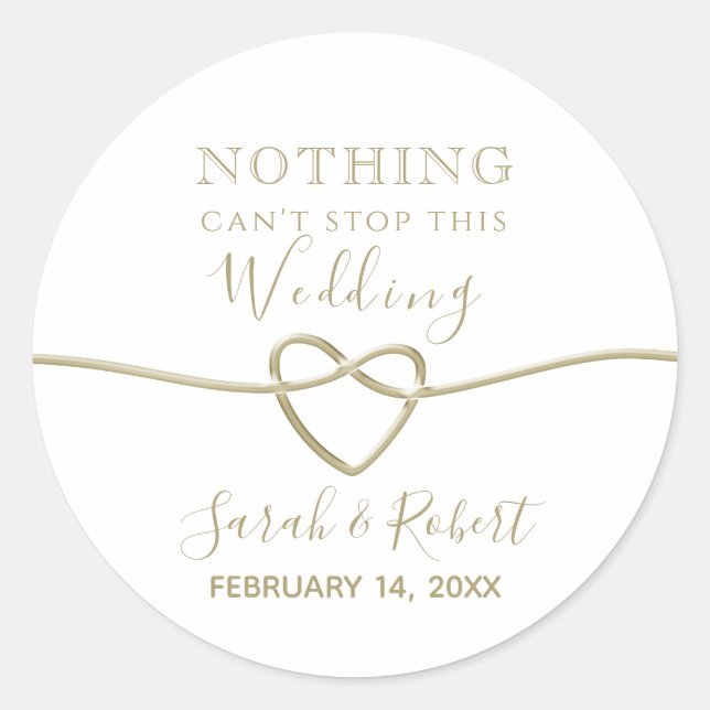 Simple Gold Wedding Favour Classic Round Sticker (Front)