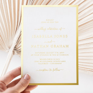 Simple Gold Wedding Foil Invitation