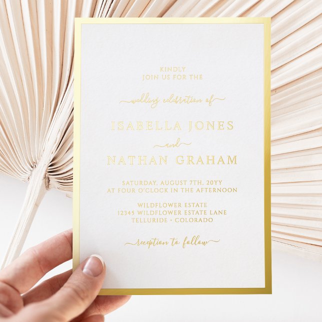 Simple Gold Wedding Foil Invitation (Simple Minimalist Gold Wedding Foil Invitation by Painted Paperie
)