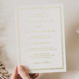 Simple Gold Wedding Foil Invitation
