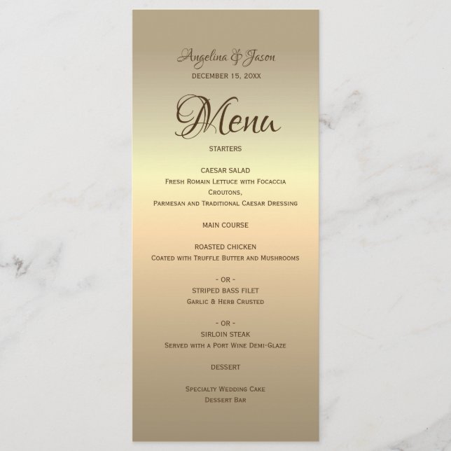 Simple Gold Wedding Menu (Front)