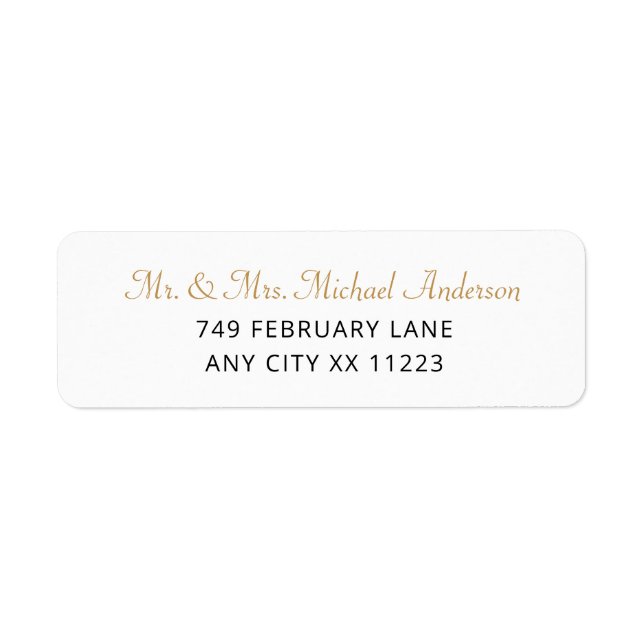 Simple Gold wedding return address labels (Front)