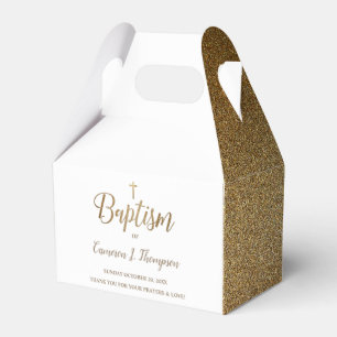 Simple Gold White Baptism Cross Thank You Favour B Box