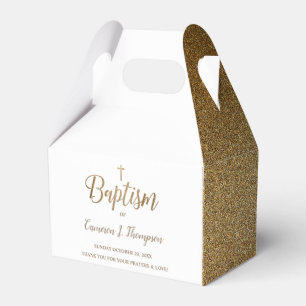 Simple Gold White Baptism Cross Thank You Favour B Favour Box