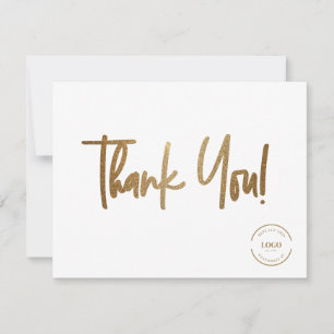 Simple Gold White Company Logo Social Thank You
